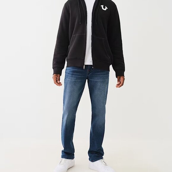 True Religion Ricky Big T Flap Straight Leg Jean in Dark Shivering